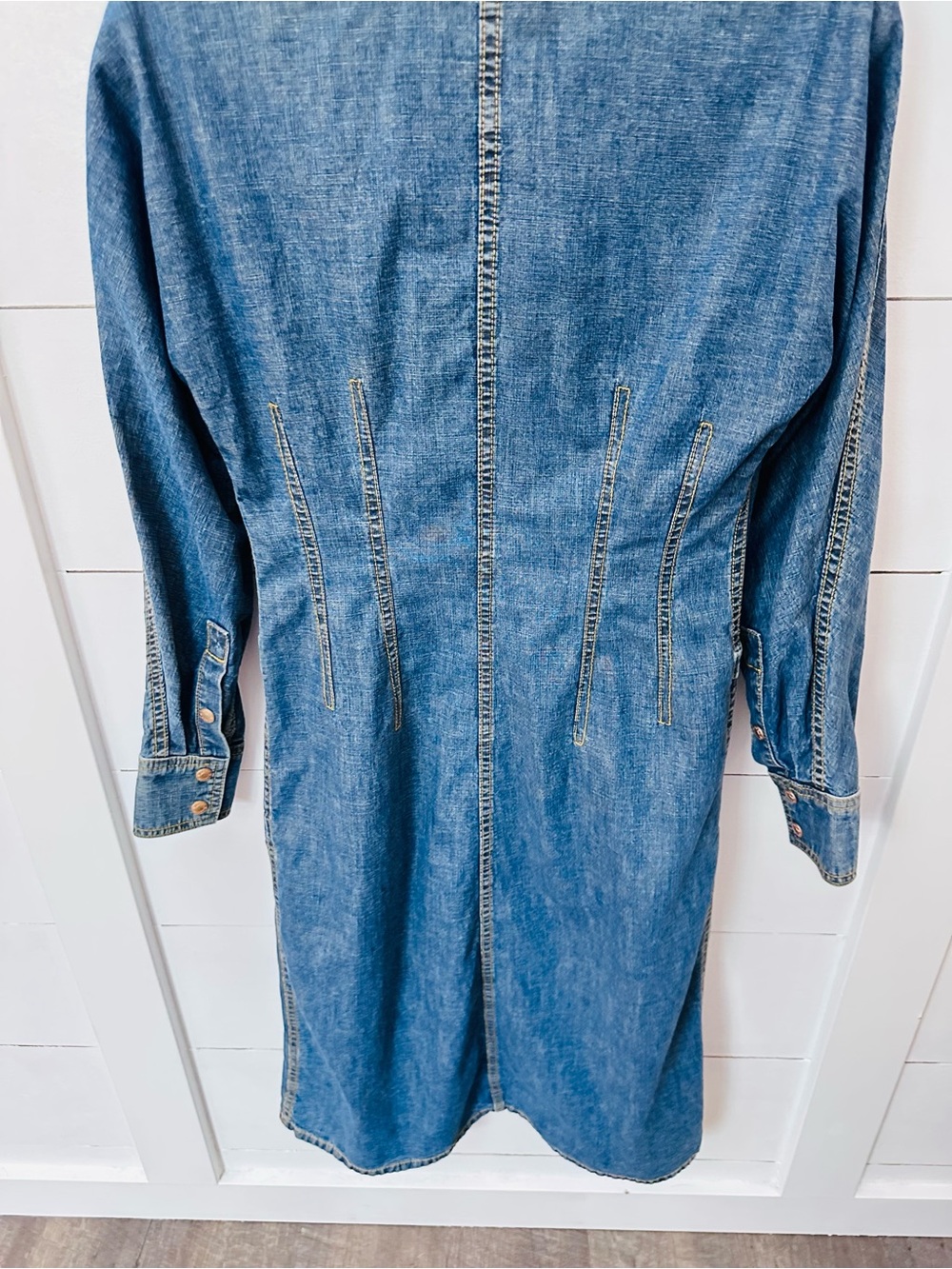 Tory Burch 0 Denim blue 100% cotton Button-Front quiet luxury Shirt Dress - Picture 12 of 13